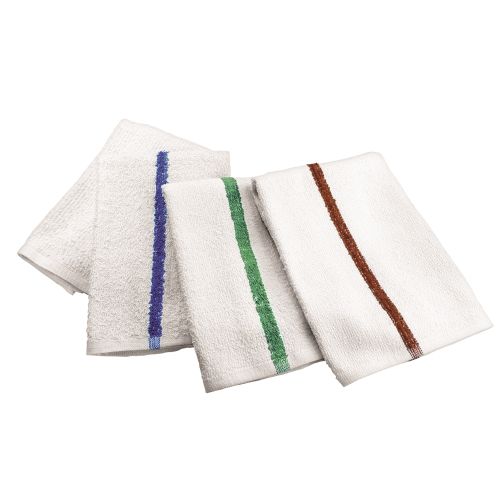 Bar Mop Towel, 16x19, 30oz, White with Blue Stripes